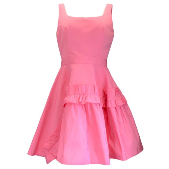 ALEXANDER MCQUEEN PINK RUFFLED SLEEVELESS FLARED MINI DRESS - Picture 1 of 7